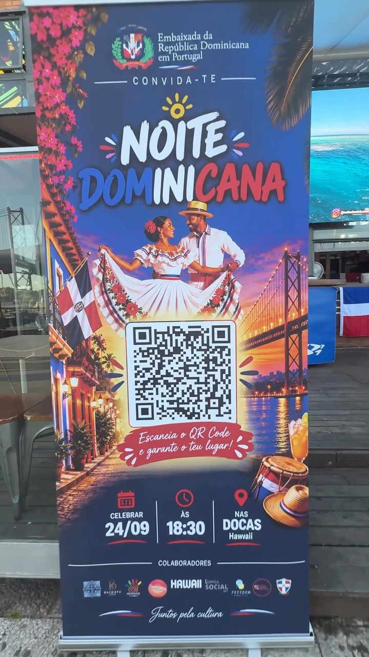 🎥 ¡La Embajada de la República Dominicana en Portugal celebró la 1.ª Noite Dominicana! 🇩🇴🇵🇹

💃🕺 Lisboa vibró con el merengue, la bachata y los bailes tradicionales en una noche dedicada a la cultura dominicana.

La primera edición de la Noite Dominicana reunió a la comunidad dominicana y a la sociedad portuguesa en un ambiente de alegría, música y hermandad.

🎶 @fogaratept puso el ritmo y la energía, haciendo de esta celebración un encuentro inolvidable con nuestras raíces.

📍 Docas, Lisboa
📅 24 de septiembre de 2026
🕡 18:30 h

❤️🇩🇴 Una noche para celebrar nuestra identidad y fortalecer los lazos culturales entre la República Dominicana y Portugal.

¡Que viva la cultura dominicana! Juntos pela cultura. 🇩🇴🇵🇹

#NoiteDominicana #Fogarate #CulturaDominicana #DominicanosEnPortugal #republicadominicana