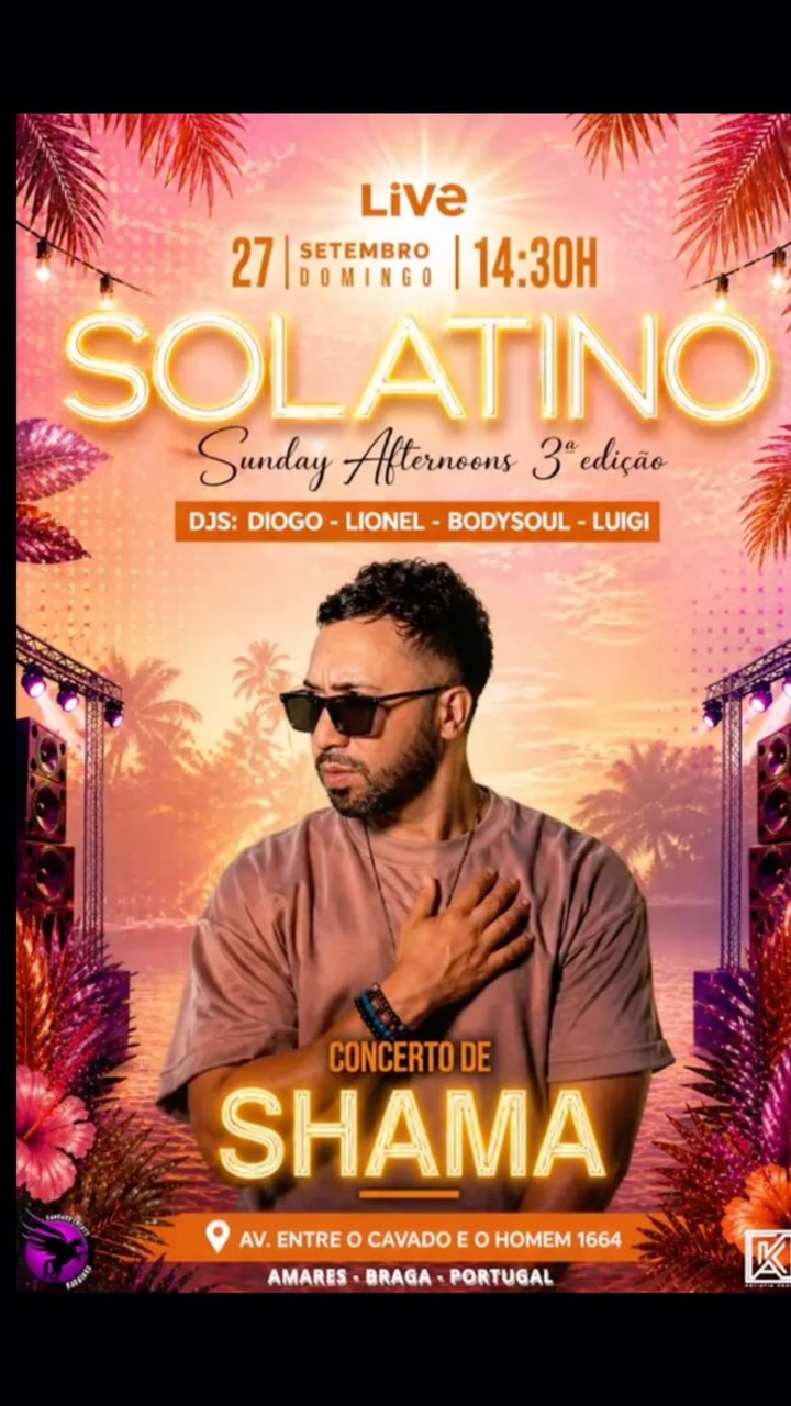 🎙️SHĀMA conquista SOLATINO con un concierto lleno de energía y pasión.

Braga, Portugal, vivió una auténtica fiesta de la música y el baile con la celebración de la tercera edición de @s.o.l.a.t.i.n.o – Sunday Afternoons, un encuentro que reunió a artistas, bailarines y amantes de la bachata en un ambiente lleno de ritmo y emoción.

Uno de los momentos más destacados de la jornada llegó con la intervención del artista SHĀMA, quien ofreció un concierto maravilloso, derrochando energía, pasión y ese carisma tan característico que conecta con el público desde el primer momento.

Pero su participación fue más allá de la música. SHĀMA también dedicó unas palabras a la comunidad bachatera de Portugal, transmitiendo un mensaje de cercanía y cariño a todos los que mantienen viva la pasión por este género.

Desde nuestra parte, queremos felicitar especialmente a @hugobraga88 y a todo su equipo de SOLA TINO por la organización de este gran evento, agradeciendo también el excelente trato, la atención y la hospitalidad recibida.

Una jornada para recordar, donde la música, la unión y la pasión por la bachata fueron las grandes protagonistas.

¡Gracias, @alessioshama! ¡Enhorabuena, Hugo Pedro y equipo SOLA TINO!

Seguimos celebrando la bachata y a quienes hacen crecer esta gran comunidad en Portugal. 🇵🇹❤️🎶