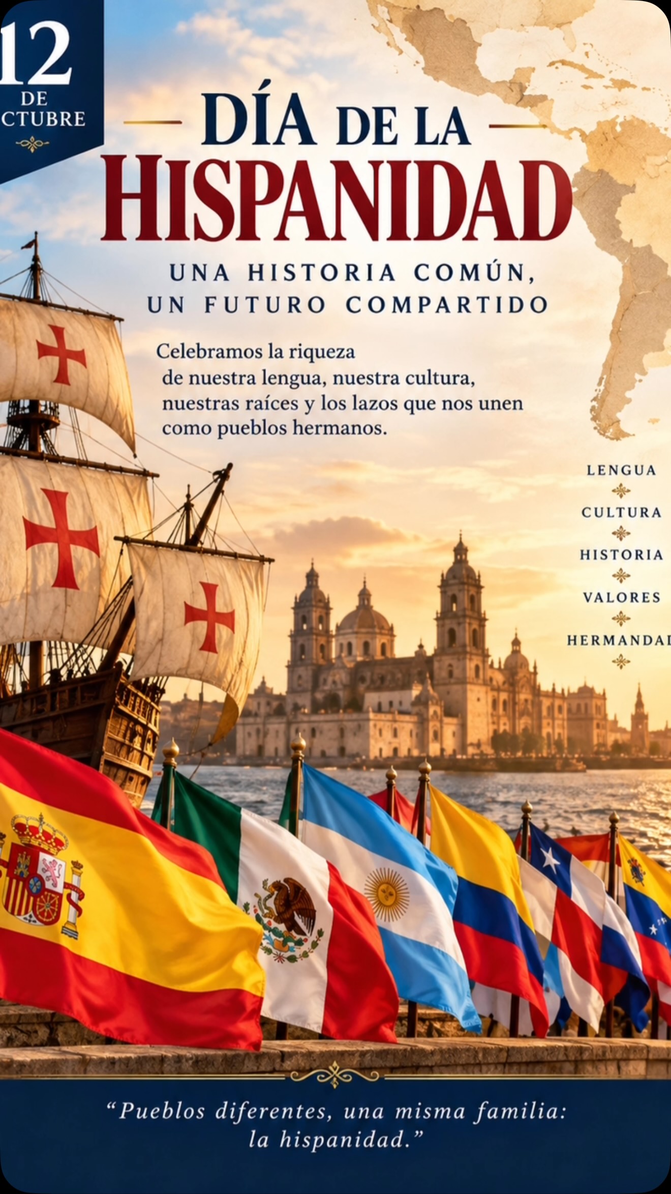 🇪🇸❤️💛 ¡FELIZ DÍA DE LA HISPANIDAD! 🌎

Hoy celebramos nuestra lengua, nuestras tradiciones, nuestra cultura y los lazos que unen a tantos pueblos.

✨ Diferentes países, muchas culturas y una lengua que nos conecta.

¡Feliz 12 de octubre! 🇪🇸❤️

#DíaDeLaHispanidad #12DeOctubre #Hispanidad #OrgulloEspañol #España CulturaHispana Tradiciones VivaLaHispanidad ReelsEspaña FiestaNacional