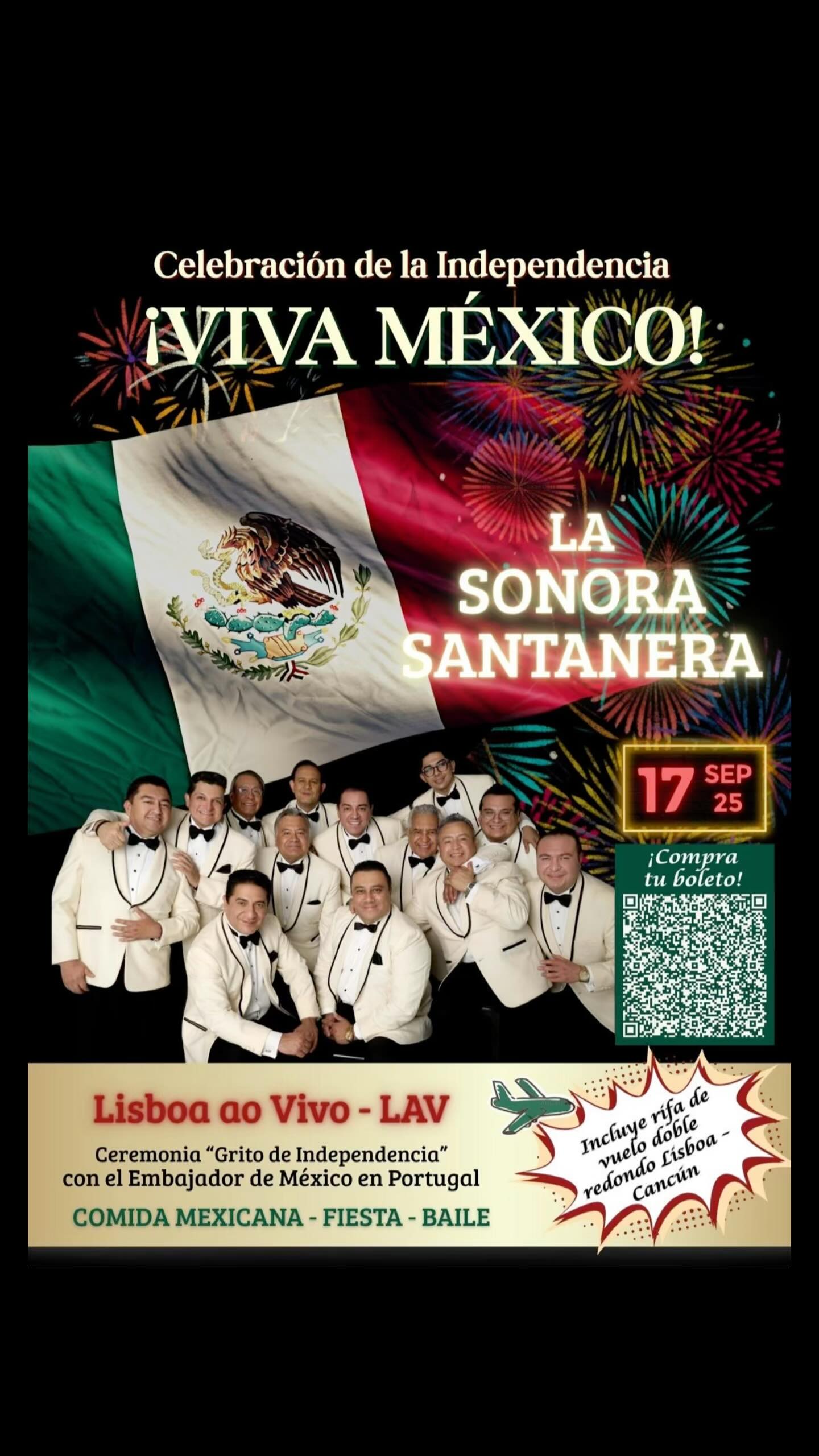 🎉 ¡SORTEO EXCLUSIVO de 2 ENTRADAS! 🎉
¿Listo para vivir a La Sonora Santanera @santaneramx en Lisboa por primera vez? 😱🎺💃
🇲🇽 Este 17 de septiembre, ven a celebrar la Independencia de México con ritmo y diversión en vivo 🎶✨
📅 Cuándo: 17/09/2025
📍 Dónde: Lisboa Ao Vivo (LAV)
Participar es facilísimo:
✅ Sigue estas cuentas:
@embamex_portugal
@thedoiis
@acucar_fm
✅ Etiqueta a 3 amig@s (¡sin influencers ni marcas!)
✅ Comenta tantas veces quieras = más oportunidades de ganar 💥
🗓️ Sorteo: Jueves 11/09/2025
🎟️ ¡No te lo pierdas! Prepárate para una noche inolvidable llena de sabor y música 🌟
🔗 Entradas también disponibles
.
.
.
#Concierto #LaSonoraSantandera #Lisboa #México #Sorteo #MúsicaEnVivo #fiesta